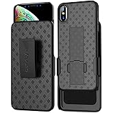 Aduro Combo Case & Holster for iPhone XR, Slim Shell & Swivel Belt Clip Holster, with Built-in Kickstand for Apple iPhone
