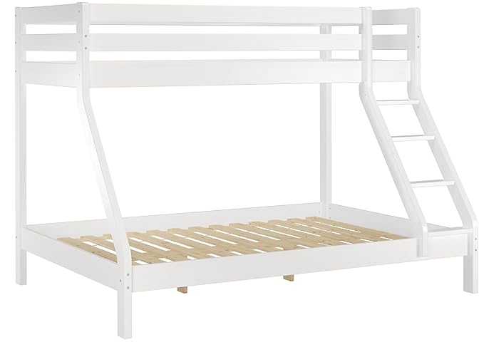 Erst-Holz® Doppel-Etagenbett weiß 140x200 und 90x200 Erwachsenen-Stockbett Kiefer Massivholz 60.19-09-14 W