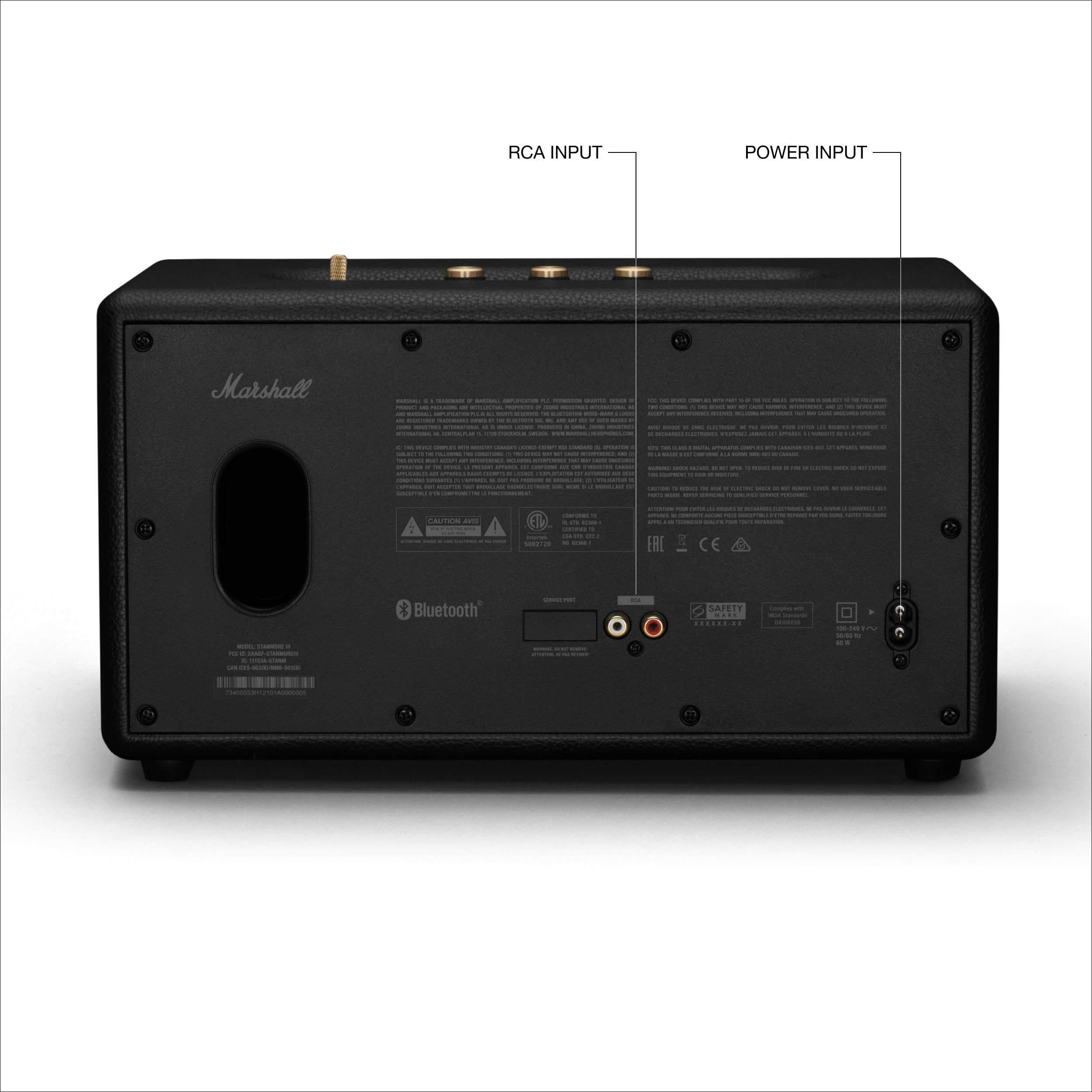 Marshall Stanmore III Bluetooth Home Speaker - Wireless Plug-In Bookshelf Speaker | Loud Stereo Sound with Bass and Treble Controls | Record Player Compatible with RCA or 3.5 mm Input - Black