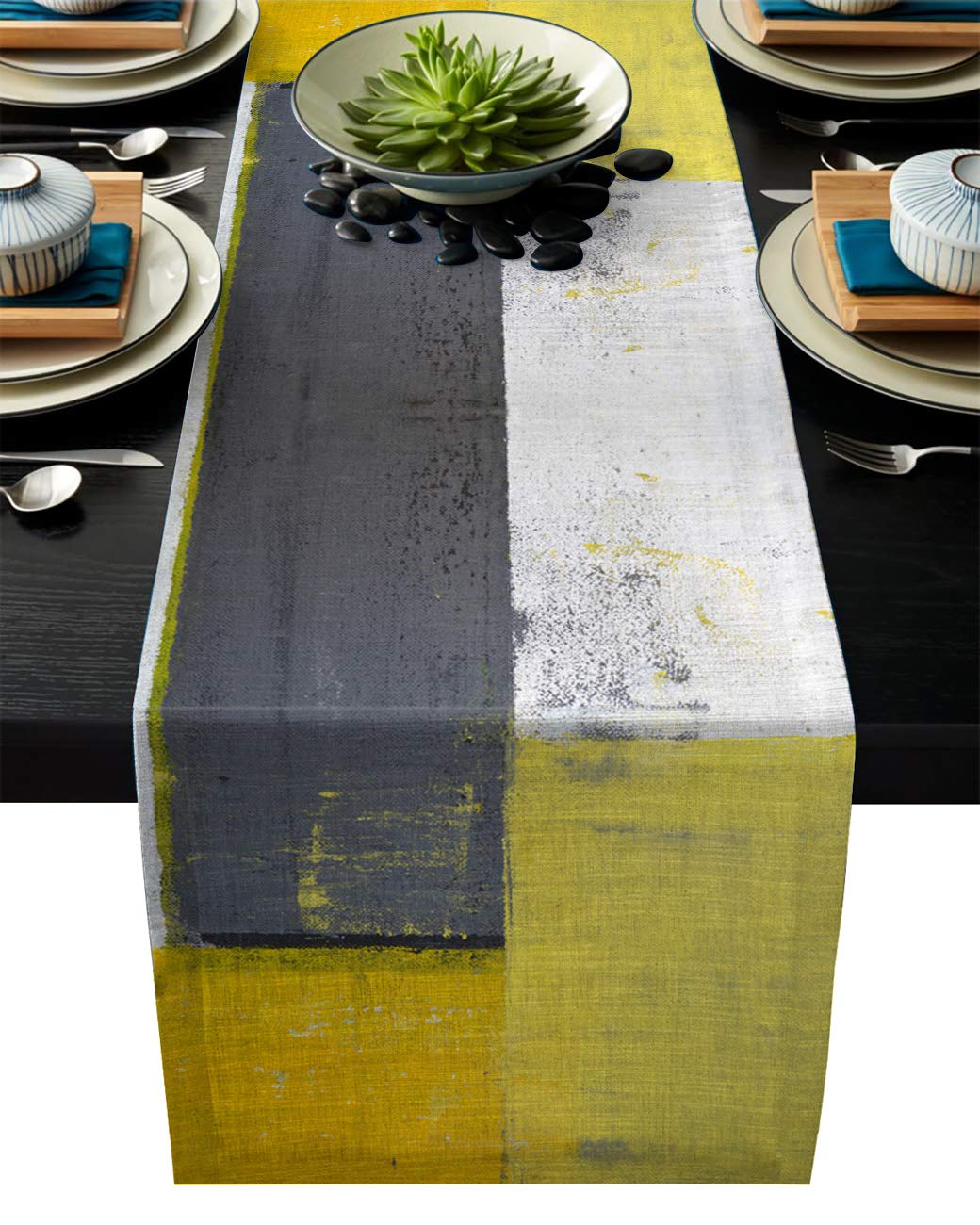 Best Grey And Yellow Table Runner