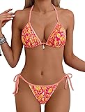 Tainehs Women's Sexy Halter Bikini Set Triangle Top