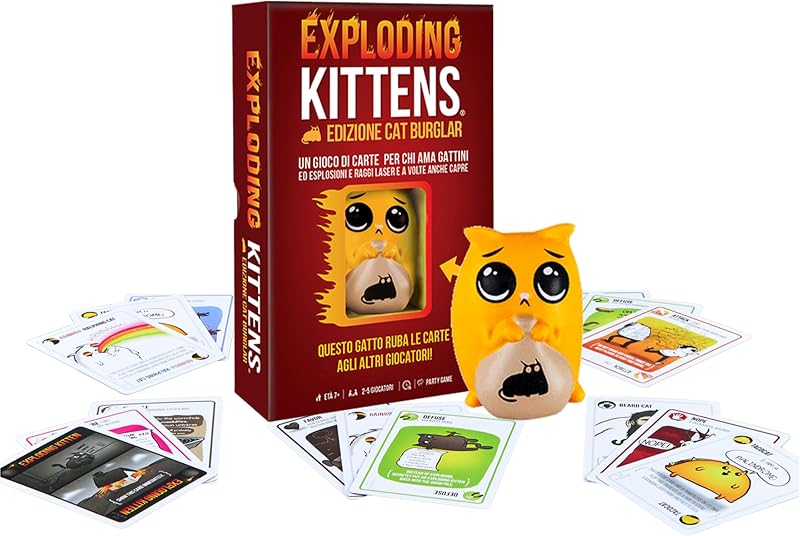 Asmodee Edition Cat Burglar – Brettspiel für Familien und Freunde – Spielkarten – lustiges und schnelles Partyspiel – 2 – 5 Spieler – 7+ Jahre – Italienische Ausgabe