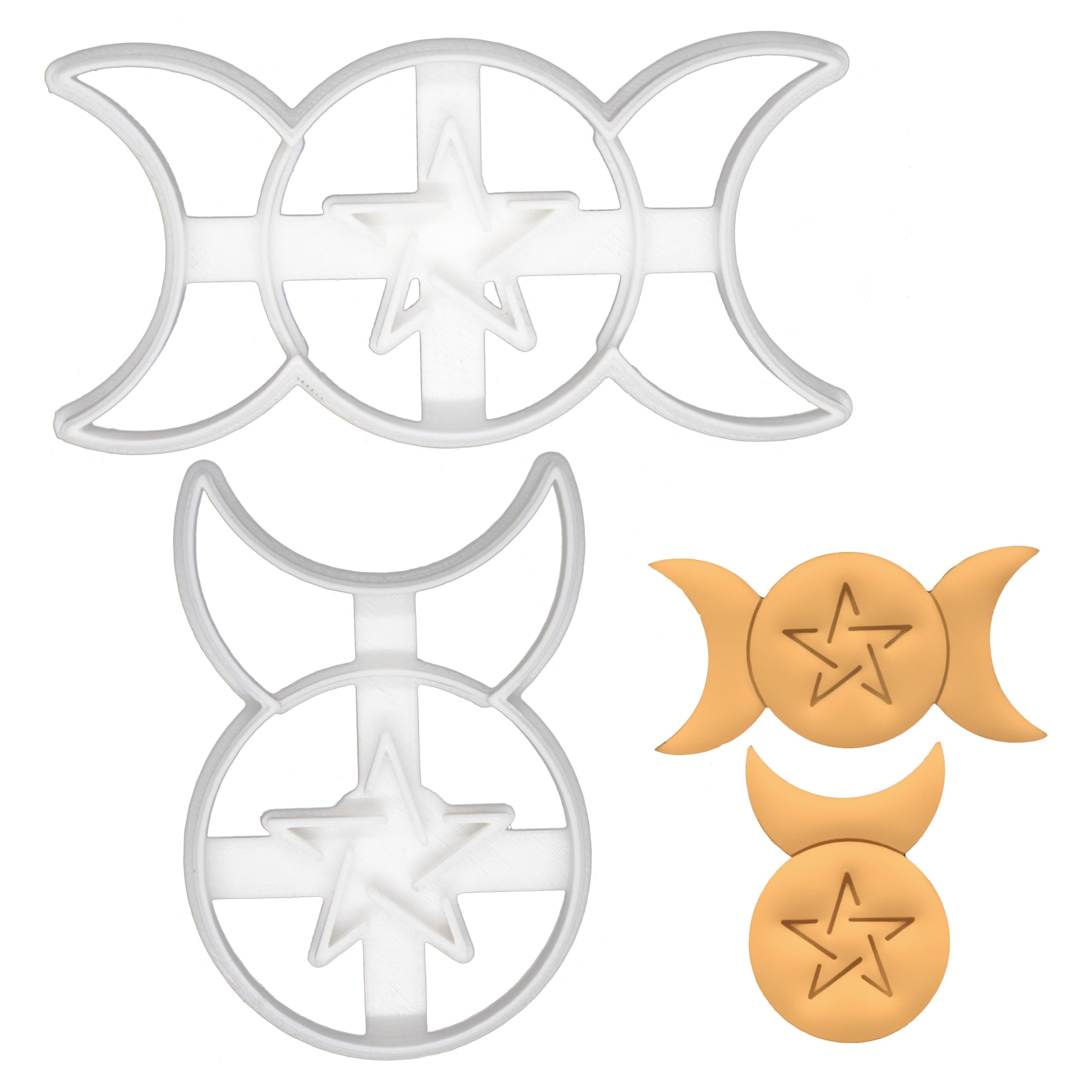 BAKERLOGY Set of 2 Cookie Cutters - Triple Goddess and Horned God - Detailed Biscuit Cutter Design for Baking and Crafts, Ideal on Fondant, Dough, Clay