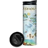 Xplorer Maps Hawai'i Island Map 16 Oz Travel Drinkware with Spill-Resistant Lid - Stainless Steel Vacuum Insulated Coffee Tumbler