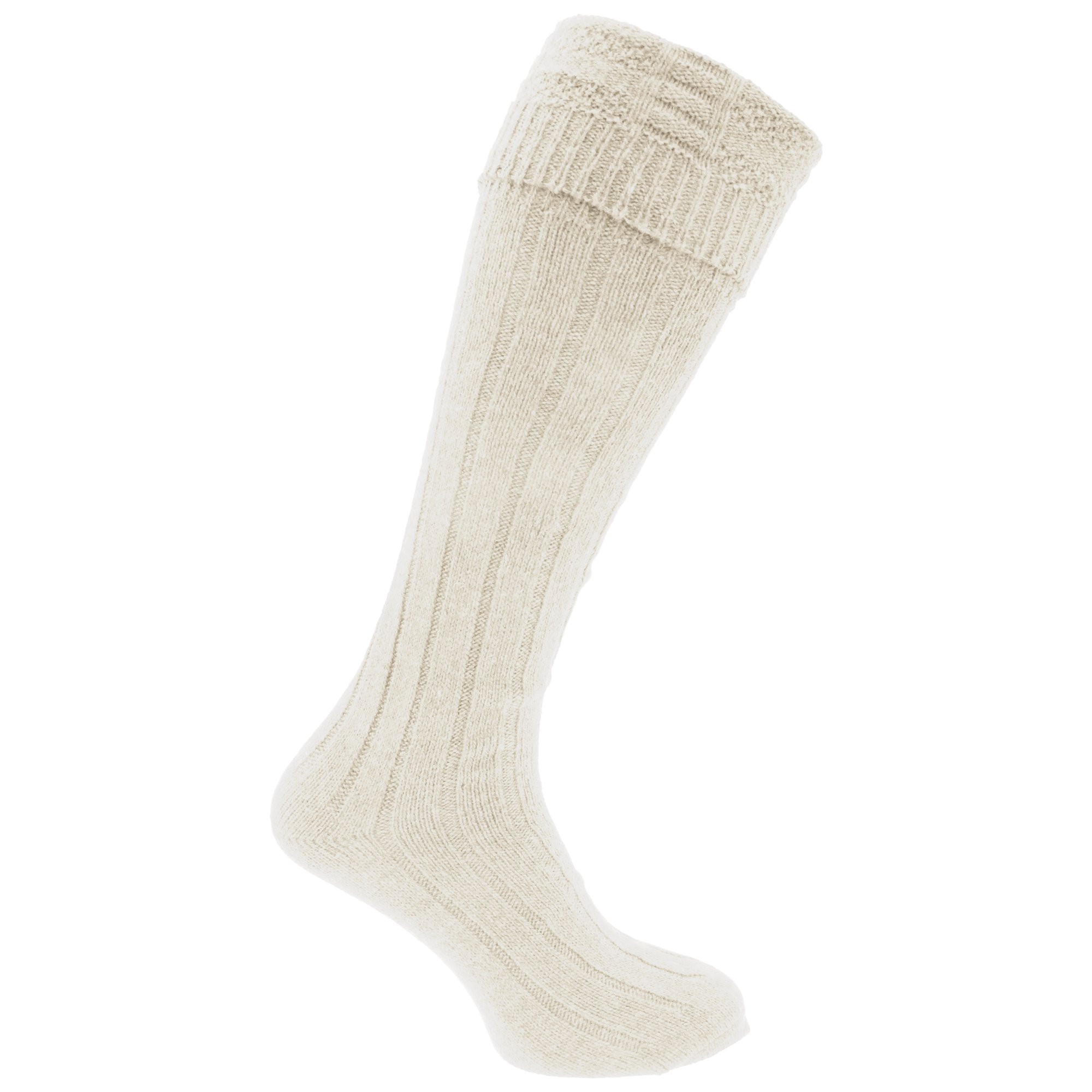 Mens Scottish Highland Wear Wool Rich Kilt Hose Socks (1 Pair) (6-11 UK, 39-45 EU) (Cream)