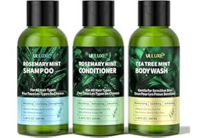 Travel Shampoo Conditioner and Body Wash Gift Set Trio, Travel Size Hair Care & Body Care for Trip, Outdoor, Camping, Hotel &