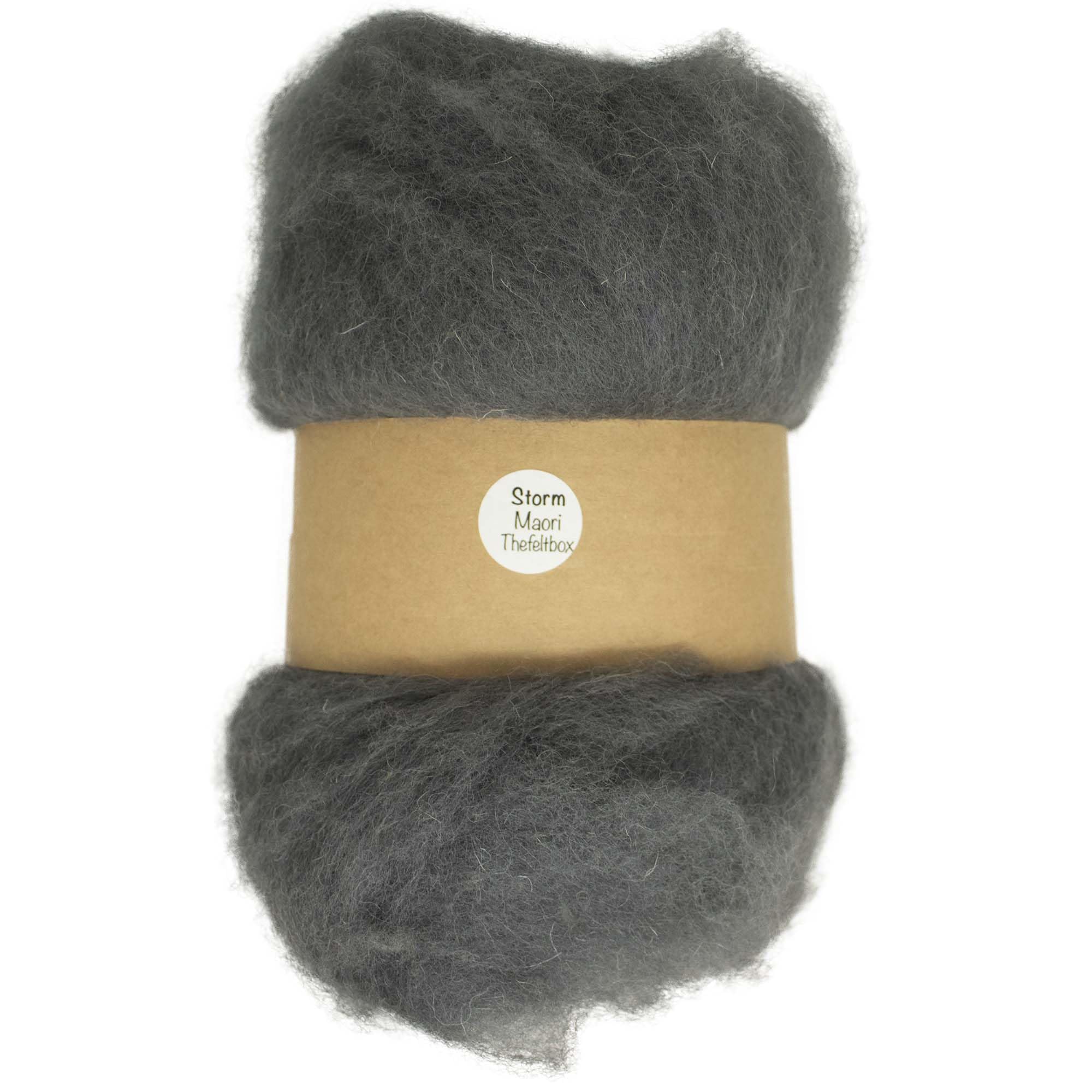The Felt Box Needle Felting Wool 100g – Storm Dark Grey Shade – Maori DHG Carded Batt with Short Coarse Fibres (~27 Microns) – Mulesing-Free NZ Wool for 3D Needle Felting Wet Felting & Spinning