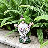 Cynkeyee Garden Gnomes Outdoor Decor Light - Funny Garden Decorations Solar LED for Yard Patio, Home Garden Statues Ornaments, Housewarming Gifts for Family Green 5.5x3.5x8.5 Inch
