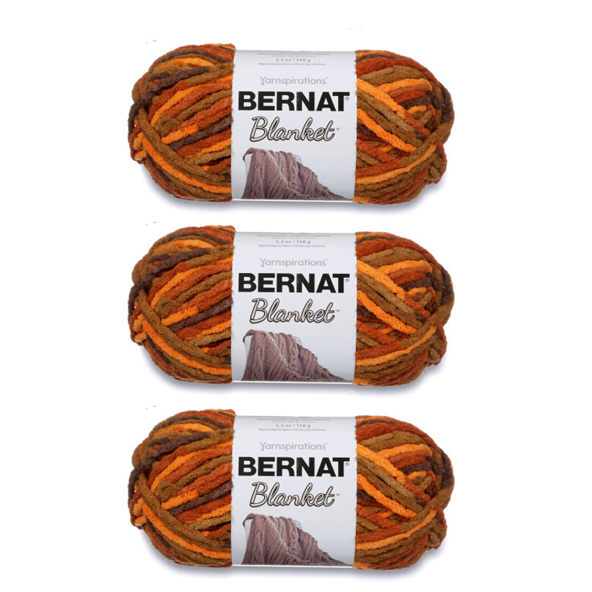 Bernat Blanket Fall Leaves Yarn - 3 Pack of 150g/5.3oz - Polyester - 6 Super Bulky - 108 Yards - Knitting, Crocheting, Crafts & Amigurumi, Chunky Chenille Yarn
