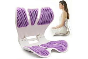 VTTWSWY Ergonomic Gel Back Support for Office Chair - Folding Lumbar Support Posture Corrector,Portable Chair Back Rest Suppo