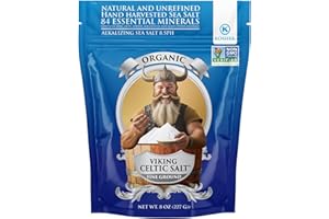 VIKING CELTIC SALT Celtic Salt by Viking 8oz Organic Non Gmo Finest Unrefined Natural Light Color Sea Salt 84 Essential Minerals for Seasoning Cooking Baking Pickling