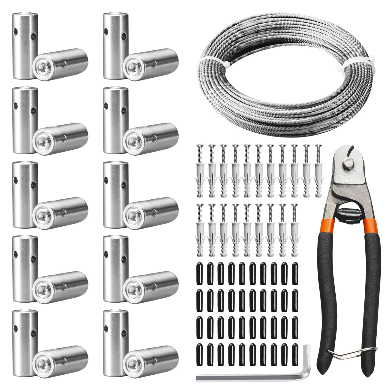 Photo 1 of NEREUS Wire Trellis 20 Pack T316 Stainless Steel Hubs with 98FT 1/8" Wire Rope, Cable Trellis System for Climbing Plants, Tensioned Wire Trellis Kits for Brick Wall