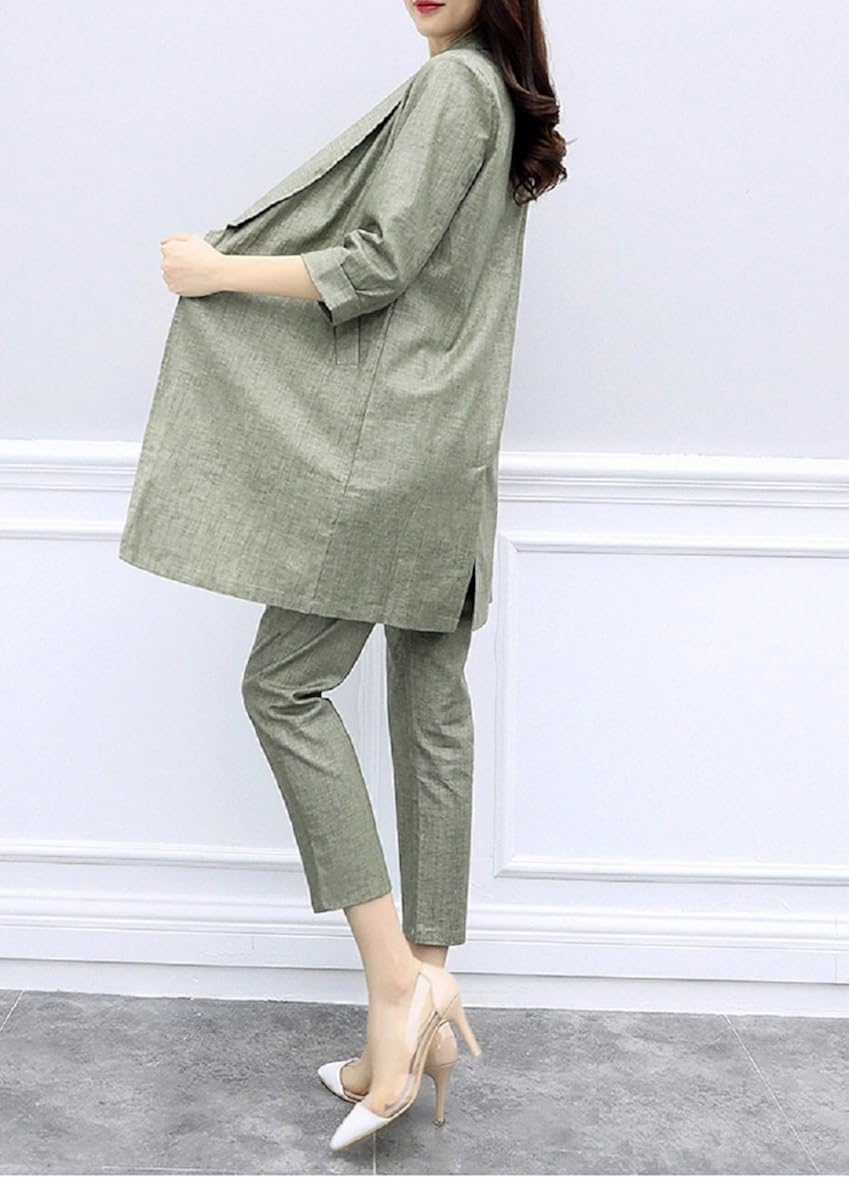 パンツスーツ レディース アンクル丈 ロングジャケット 動きやすい