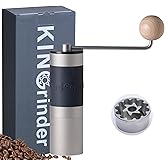 【Silver】KINGrinder K2 Manual Coffee Grinder Straight Handle Stainless Burr | Supports grind settings for various brewing methods such as pour-over and espresso