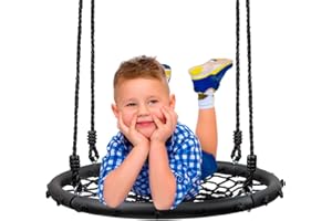 Sorbus Saucer Tree Swing- Kids Outdoor Disc Round Swing - 24" Heavy Duty 220lbs Seat- Easy Install Flying Saucer Web Circle Swing- Perfect for Gift,Playground, Birthday, Xmas, IndoorOutdoor Tire Swing