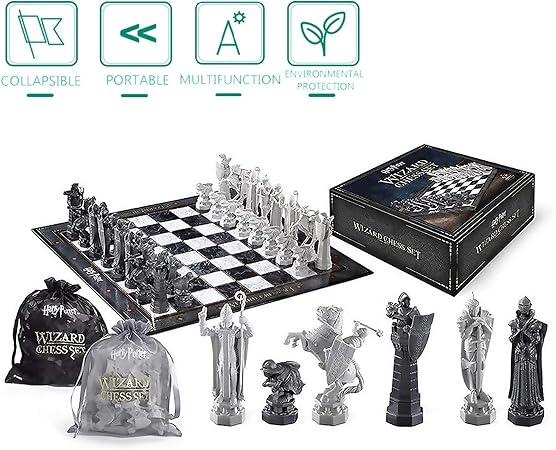 Hoiho Harry Potter Wizard Chess Set Unique Harry Potter Spell Chess Movie And Animation Animation Chess Checkers Stone Of The Wise Replica Prop Toy With Chess Pieces Bag Color Black Amazon Co Uk