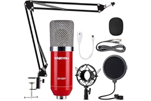 ZINGYOU Condenser Mic, ZY-007 PC Microphone Professional Cardioid Studio Mic Bundle for Studio, Game and Podcast with Mic Sus
