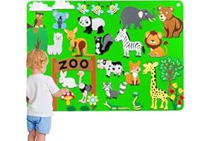 Craftstory Zoo Animals Felt Board Story Set for Toddlers 32 Pieces Felt Jungle Animals Toys Figures Teaching Wall Flannel Board for Preschool Crafts Activity Early Learning Storytelling