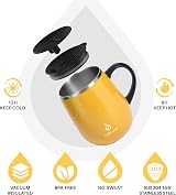 Ideus Coffee Mug 470ml Double Wall Vacuum Stainless Steel Leopard Yellow view 2