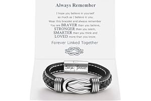QWNHONEY Infinity Knot Leather Bracelets for Men Birthday Anniversary Christmas Gift Idea Mens Braided Cuff 7.8/8.5/9 Inches Bracelet Forever Linked Together Bracelet for Man Son Husband Boyfriend Brother Grandson