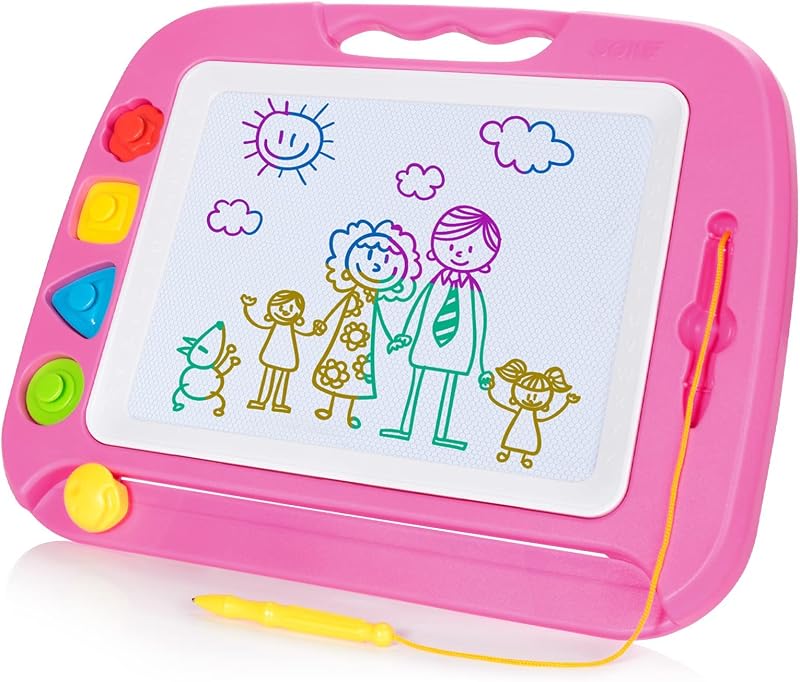 SGILE Large Magnetic Drawing Board for Kids 1 2 3 4 Years Pink Etch Sketch Pad