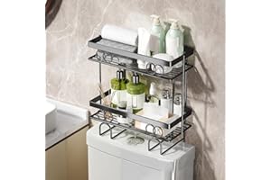 Over the Toilet Storage Shelf, 2-Tier Bathroom Organizer with Metal Wire Design, Space-Saving Over Toilet Rack for Towels, Wa
