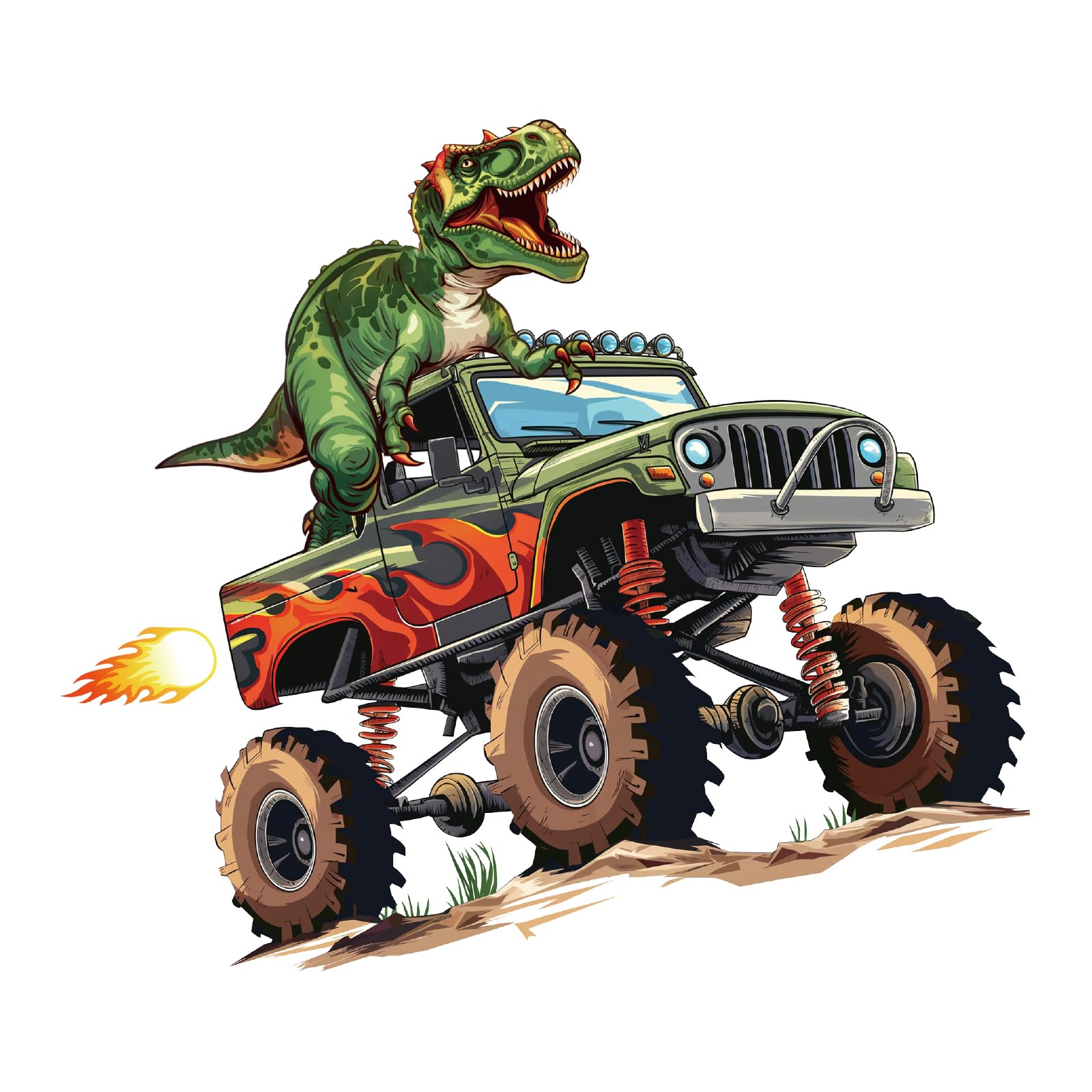 PLIGREAT Monster Truck Wall Stickers, Dinosaur Wall Decal Peel and Stick Wall Decor Removable Vinyl Wall Decal for Bedroom Playroom Dorm Basement Wall Decorations Home Indoor Wall Art Decor