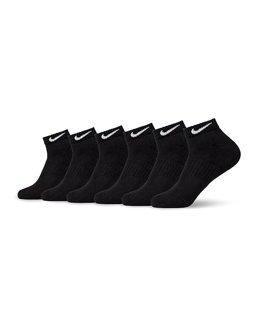 Nike Unisex Everyday Cushioned Training Low Socks (6 Pairs), Black/White, Medium