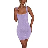 Sparkly Sequin Short Homecoming Dresses for Teens Square Neck Bodycon Mermaid Mini Cocktail Party Dress