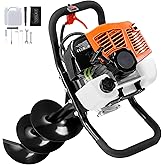 Uargd Gas-Powered Post Hole Digger, 63CC 2400W Earth Auger with 8” Drill Bits and Extension Rod, Ideal for Digging Fence Post