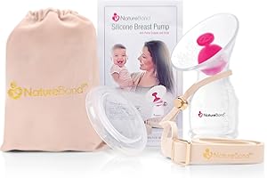 NatureBond Silicone Breast Pump with lid, Stopper, Strap, Pouch. Breastfeeding Essential Premium All in 1 Set. 3.4oz 100ml (P