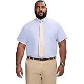 Izod Men's Big Dress Shirt Oxford Short Sleeve All Over Stretch Button Down Collar