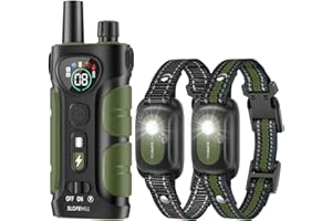 SLOPEHILL Dog Shock Collar,4200FT Dog Training Collar with Remote,IPX8 Waterproof E-Collar with Beep,Vibration,Shock,Flashing Light,No Shock Model,Electric Shock Collar for Dogs,Green 2PCS