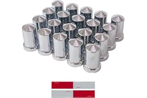 WAITTON 20Pcs Semi Trucks Lug Nut Covers, 33mm Nut Covers Chrome ABS Plastic Anti-Rust Flange Push-on Wheel Nut Caps, Lug Nut Covers for Semi Trucks Trailer
