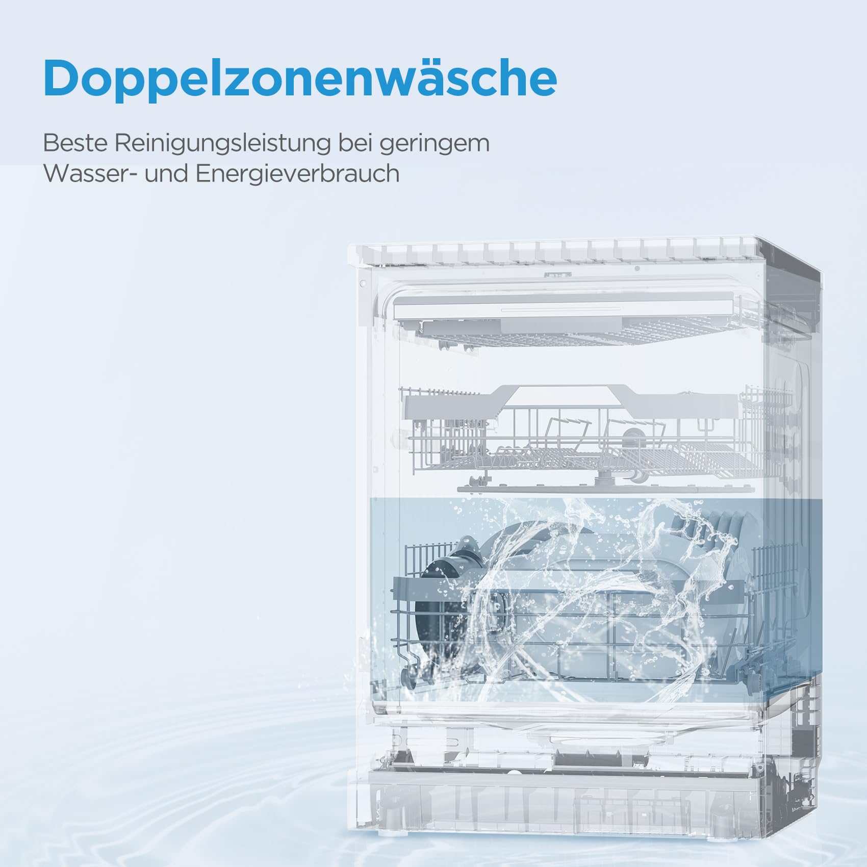 Midea Spülmaschine 45 cm MDWEF1034DW-WE, Geschirrspüler Freistehend 10 Maßgedecke, Besteckkorb, höhenverstellbarer Oberkorb, Aqua-Stopp, Startzeitvorwahl, Weiß [Energieklasse C] 4