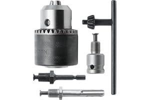 LifCratms 1.5-13mm Key Drill Chuck 1/2", 1/2-20UNF Mount Impact Drill Driver Bits Quick Connect Conversion Adapter with Chuck Key SDS-Plus Shank 1/4" Hex Shank 1/2" Socket Square Female Adapter