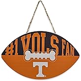 NCAA Tennessee Volunteers Best Fan's Football Shape Sign with Dog Bone Design, Sporty Fence Sign College Football Fan Waterproof Wooden Wall Sign Yard Decor Indoor & Outdoor with Team Logo!