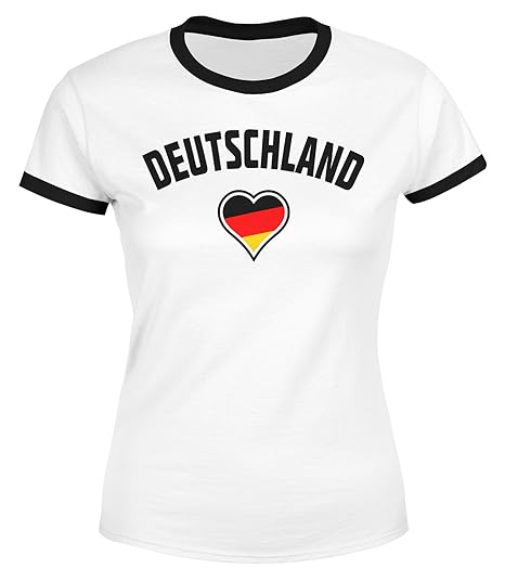 MoonWorks Damen WM-Shirt Deutschland Herz 2018 Retro Trikot-Look