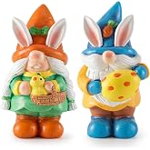 WINTS Easter Gnomes Figurine for Home,2PCS Resin Easter Gnome Indoor with Easter Eggs&amp;Chick Basket Decoration,Resin Decor for Living Room/Table/Shelf