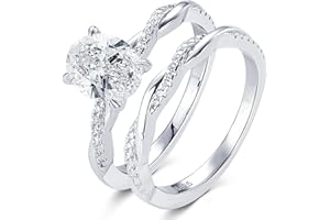 EONFUN 2ct Moissanite Engagement Rings for Women Oval Cut Bridal Ring Set 925 Sterling Silver Wedding Band Twisting Infinity Pave Sets