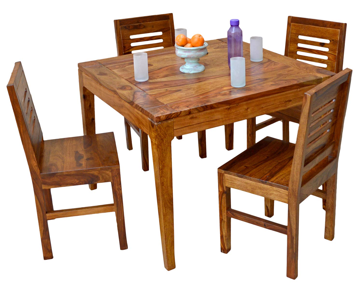 Jaipurwood Roma Solid Wood Dinning Table With Four Chairs Teak
