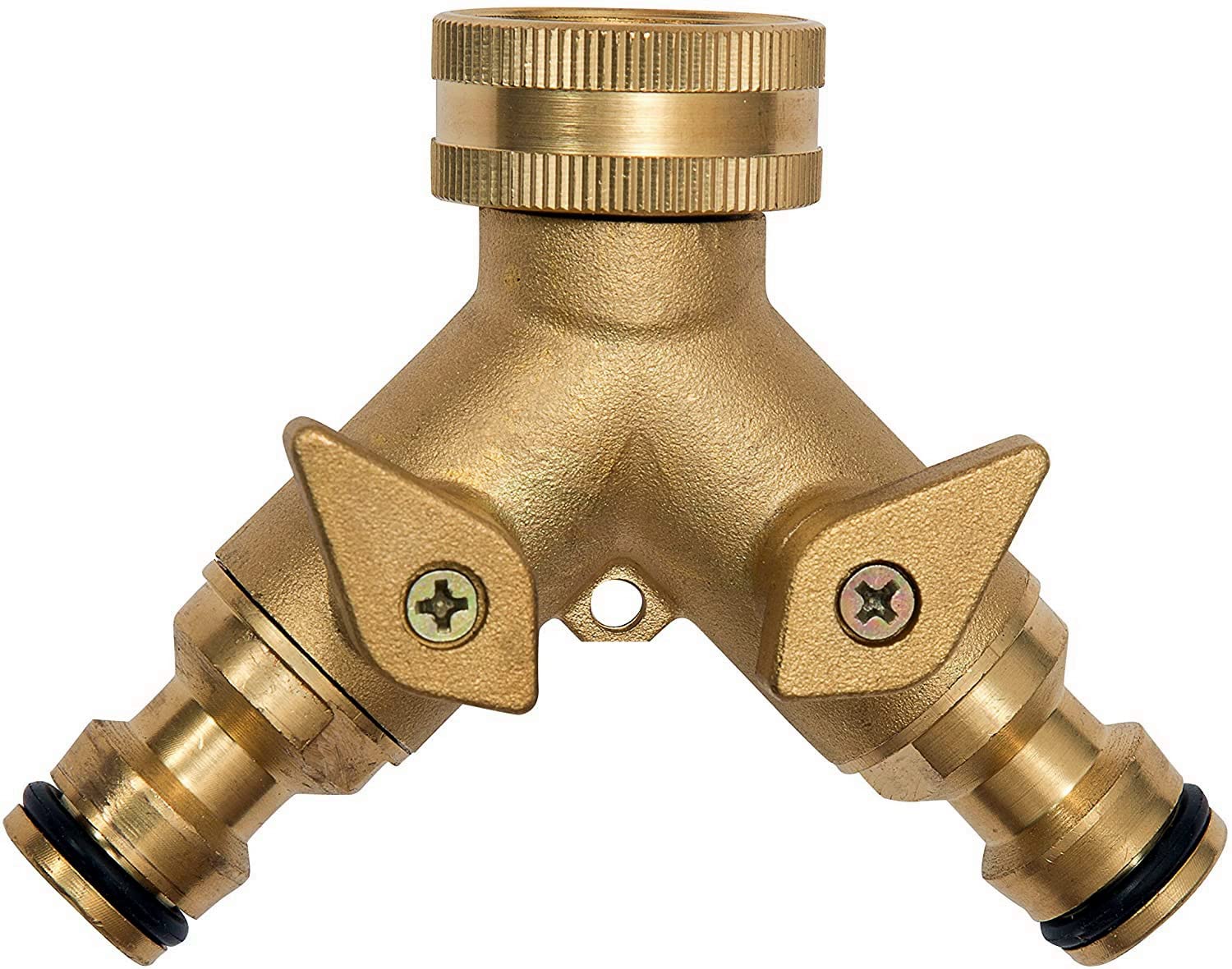 CZSYZCZS Garden Tap Splitter 2 Way - Brass 2 Way Tap Connector Double Tap Adapter Garden Tap Adaptor,For Home Kitchen Garden Outdoor (Y Valve Splitter)