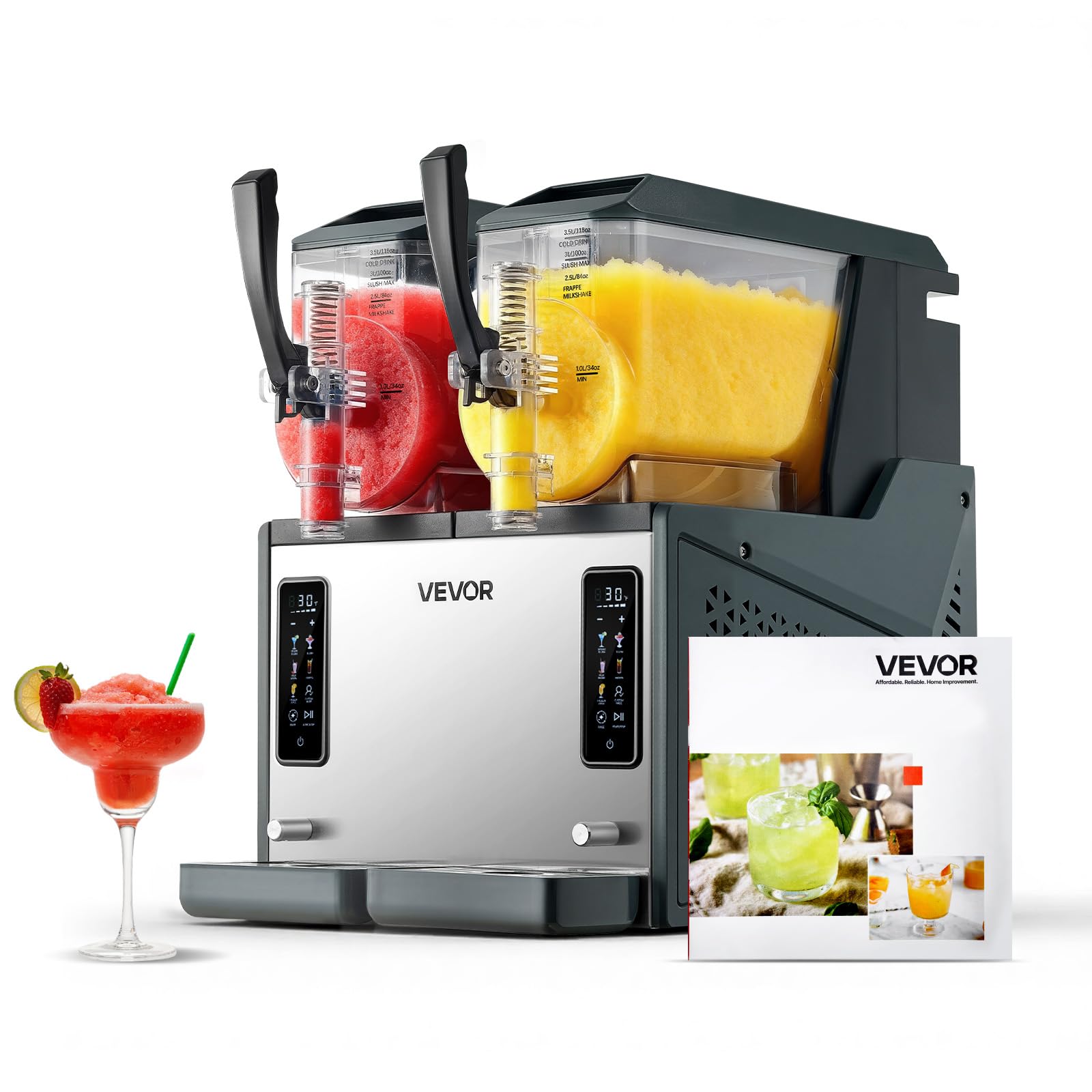 Photo 1 of (3/22/2026 ***DAMAGED AND LEAKS***) VEVOR Slushie Machine, 4L/135oz x 2 Tank Slushy Machine for Home, No Ice Needed Frozen Drink Maker, Margarita Maker with Self-Cleaning, for Frozen Margaritas, Frappés, Milkshake & More