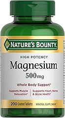 Nature's Bounty Magnesium 500 mg Tablets, High Potency Magnesium Supplement for Bone & Muscle Health, Whole Body Support, 200