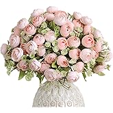 Letjolt Artificial Ranunculus Flower Pink Silk Flowers Faux DIY Bouquet for Wedding Engagement Centerpieces Arrangements Bridal Shower Decorations Home Decor, Light Pink