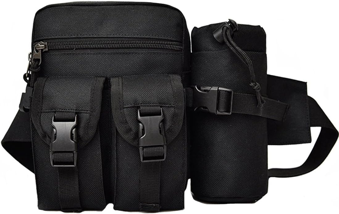 Rullar Hiking Waist Fanny Pack With Water Bottle Holder Tactical Drop Leg Bag Tackle Storage Bags & Wraps Running Waist Hip Belt Bag Motorcycle Bike Pouch Shoulder Bag Black
