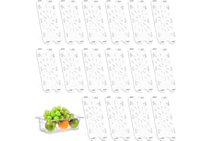 JolliKids 16 Pack Plastic Drain Tray for 1/3 Size Food Pan, Clear Acrylic Drain Shelf for Commercial Hotel Kitchen