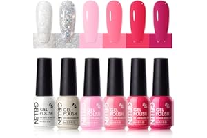 Gellen Gel Nail Polish Set, 6 Colors Hot Pink Gel Polish Neon Summer Nail Polish Set, Soak Off UV Gel Glitter Gel Polish Manicure DIY Home Salon Nail Art Valentines
