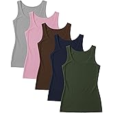 Sexy Basics Women's Cotton Stretch Tank Tops | Multi Packs & Colors Sport Tanks