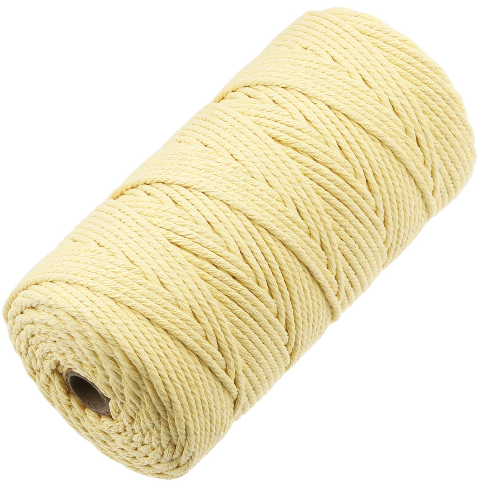 GOHOF Macrame Cord 3mm x 150m Premium Cotton Macrame Rope, 4 Strand Twisted Soft Cotton Cord, One of The Most Perfect Materials for Macrame Art, Cotton String Without Chemicals (Light Yellow) — image 1